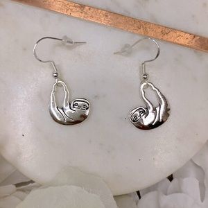 Sloth earrings made with .925 Sterling Silver ear wire hooks NWT